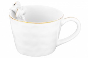 Кружка "Дракон с крылышками" 14*10*7,5 см 300 мл, белая с золотом, фарфор 330903