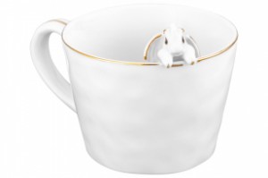 Кружка "Дракон с крылышками" 14*10*7,5 см 300 мл, белая с золотом, фарфор 330903