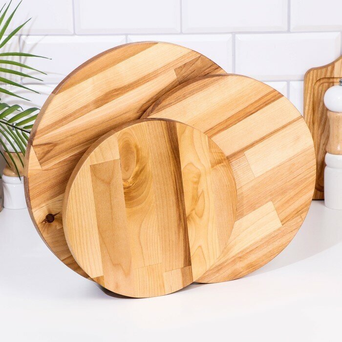 Комплект 3 досок "Круг с ручкой" 35*35*1,8 см, 30*30*1,8 см, 25*25*1,8 см, 570090