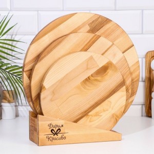 Комплект 3 досок "Круг с ручкой" 35*35*1,8 см, 30*30*1,8 см, 25*25*1,8 см, 570090