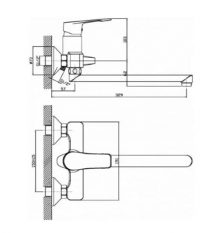 Смеситель для ванны с длинным изливом 30см Leone Gota Rocio G054710