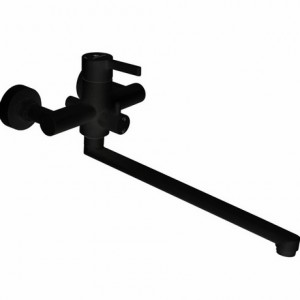 Смеситель для ванны с длинным изливом излив 30см черный Gota Rocio G016094
