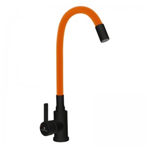 Смеситель д/кухни Black&White силиконовый излив, оранж Gota Rocio 016092 нержав.сталь DW7105-Z11 $