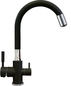 Смеситель д/кухни + д/питьев. воды Gota Rocio G351-532 Special силиконовый излив, черный
