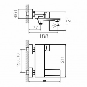Смеситель для ванны с коротким изливом Snowdonia GOLDEN FOX 10713-FOX