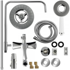 Смеситель+стойка душевая телескопическая Тропический Душ с двумя лейками BRIMIX 3084