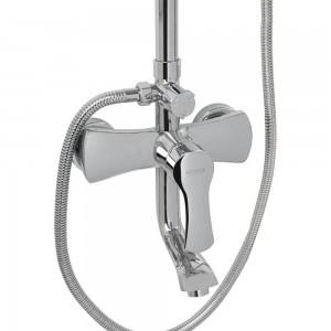 Смеситель+стойка душевая телескопическая Тропический Душ с двумя лейками BRIMIX 3084