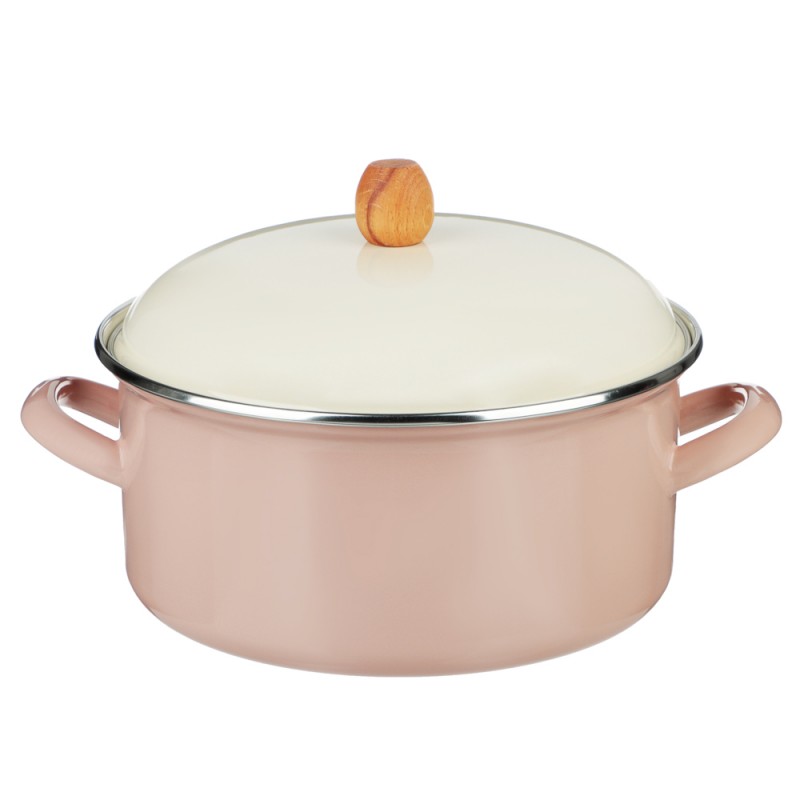 Кастрюля эмалированная BY COLLECTION 24см, 4,7л, индукция, бежевый 894-514