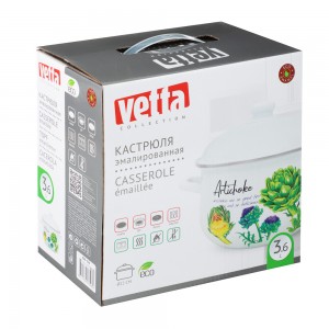 Кастрюля эмалированная, 22см, 3,6л, индукция VETTA Артишок 894-526