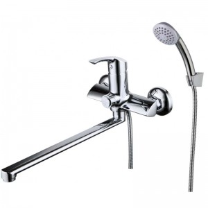 Смеситель универсал с плоским изливом 300 мм, кнопочный дивертор, хром LEMARK 1157C плюс Страй