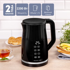 Чайник электрический Galaxy LINE GL 0337 (2200Вт, объем 1,7л, LED-дисплей)