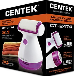 Машинка для удаления катышков Centek CT-2474, 3 Вт, аккумулятор, 2в1: Клейкий ролик