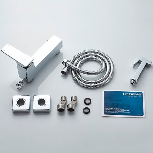 Смеситель настенный с гигиеническим душем ХРОМ LEDEME L5278