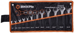 Набор ключей рожковых 6-32 (12шт.) в чехле Вихрь 73/6/5/14