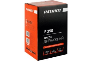 Насос дренажный PATRIOT F 350 (д/гряз.воды,пласт,0,3кВт,5000л/час,H-7м,допус.Ø-35мм.тверд.част.)