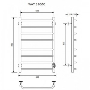 Полотенцесушитель ЭК WAY III 80/50 (У), электрический (мат)