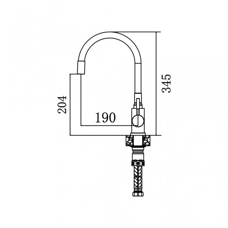 Смеситель д/кухни ДЮНА с высоким силиконовым изливом, нерж.сталь, белый Антей 511519