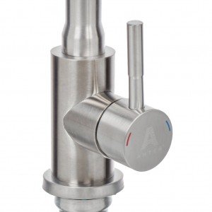 Смеситель д/кухни ДЮНА с высоким силиконовым изливом, нерж.сталь, белый Антей 511519