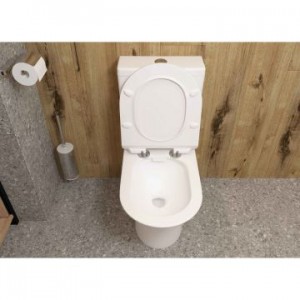 Унитаз-компакт, безободковый, сиденье тонкое ДП, удлин. патрубок, крепления, арматура, гориз. A2802