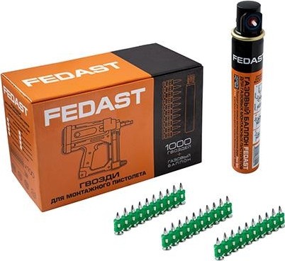 Гвозди 3,0*22мм усиленные Bullet Point (1000шт/уп + газ.баллон) FEDAST FD3022EGFC