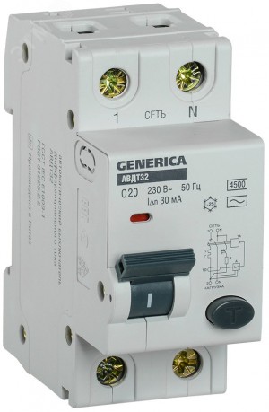 Автом. выкл. Дифф АВДТ 32 С20 GENERICA MAD25-5-020-C-30