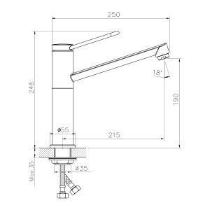 Смеситель д/кухни Kitchen pro шар, с длинным изливом GOLDEN FOX 11025-FOX $
