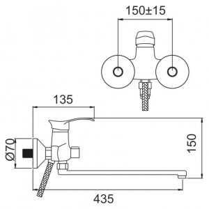 Смеситель для ванной с длинным изливом L-40см Madrid GOTA ROCIO G114910
