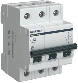 Автом. выкл. модульный 3п 32A BA47-29М GENERICA 4.5ka mva21-3-032-C-G