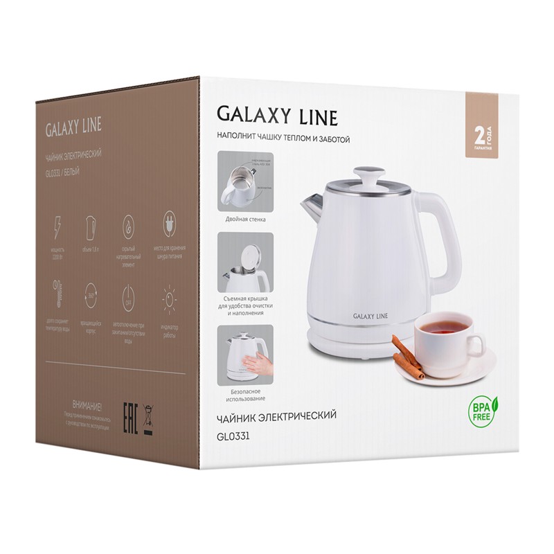 Чайник электрический GALAXY LINE GL0331 БЕЛЫЙ 1,8л (2200 Вт)