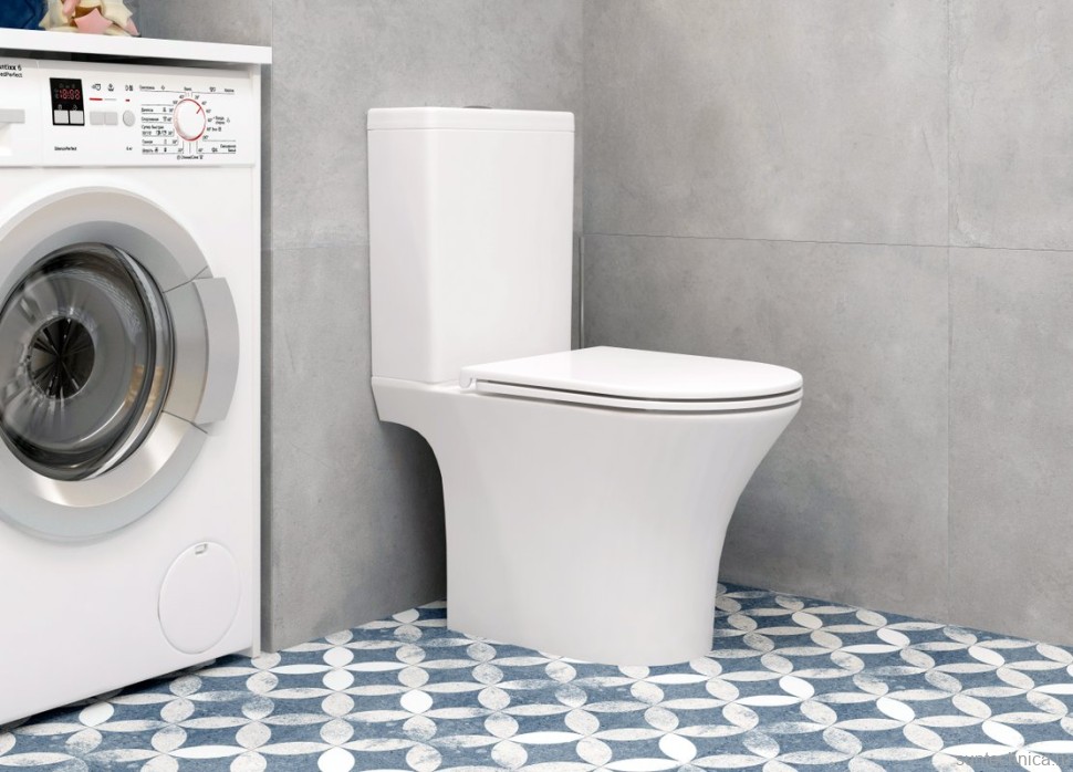 Унитаз-компакт А2801 безободковый тонкое сиденье ДП c бочком EG040038