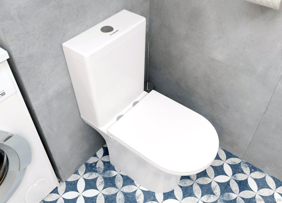Унитаз-компакт А2801 безободковый тонкое сиденье ДП c бочком EG040038