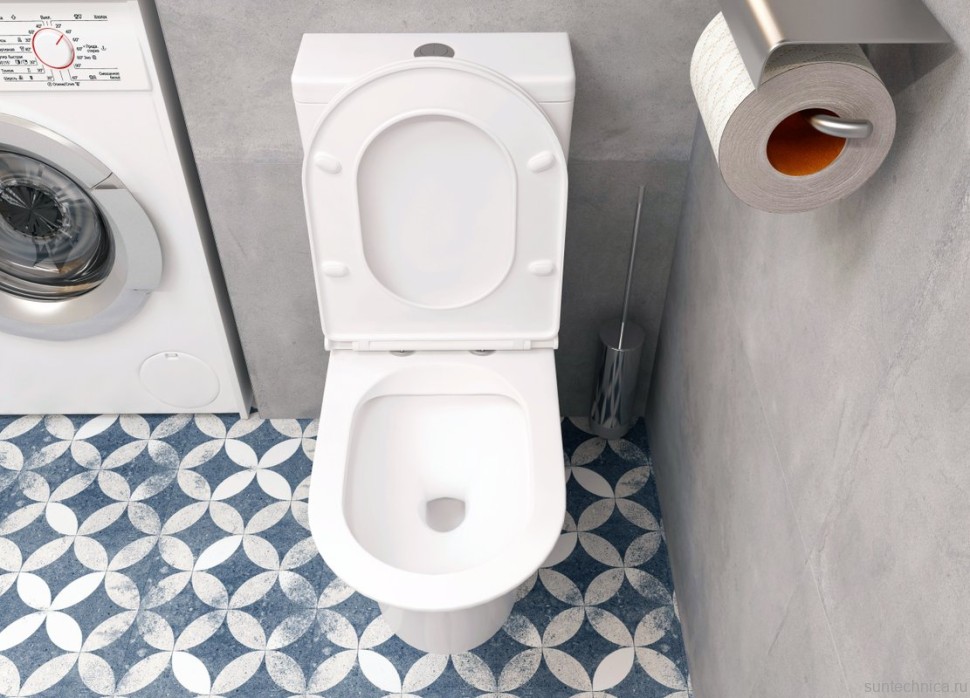 Унитаз-компакт А2801 безободковый тонкое сиденье ДП c бочком EG040038