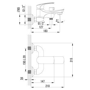 Смеситель для ванны LEMARK с корот.излив.див.с кер.пласт. LM1712C plus Shape
