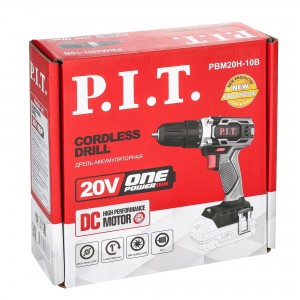 Дрель аккумуляторная P.I.T. PBM20H-10B SOLO (20В,30Нм,патрон 10 мм, 2ск,коробка)