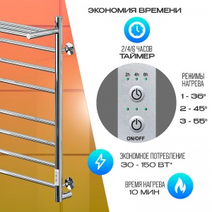 Полотенцесушитель ЭК WAY II 80/50 (У) с полкой, электрический, ТЭН (хром)