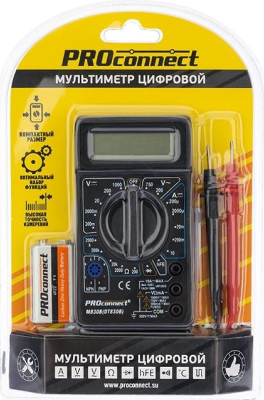 Мультиметр портативный M830B (DT-830В) PROCONNECT 13-3011