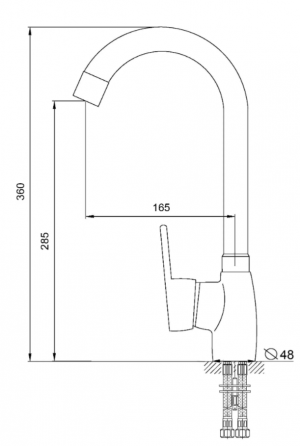 Смеситель для кухни Sanday ф40 гайка, латунь, серый 38165-09