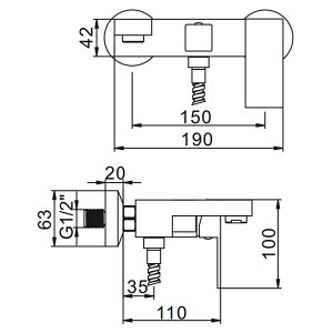 Смеситель для ванны с монолитным изливом GERHANS K13025