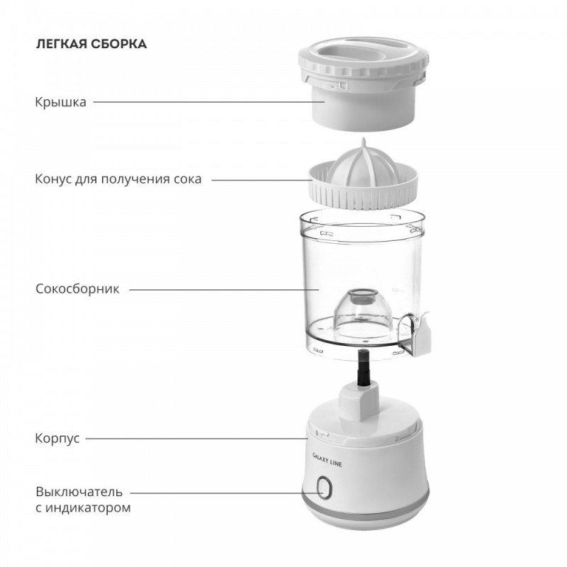 Соковыжималка для цитрусовых электрическая Galaxy GL0855 (50Вт, 0,25л)