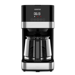 Кофеварка Centek CT-1150 (черн/сталь) капельная 1000Вт, 1.5л, капля стоп, подогрев, сенсор, LED