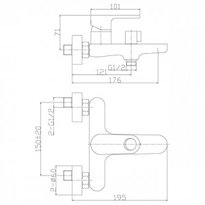 Смеситель для ванны с коротким изливом ROSSINKA RS33-31