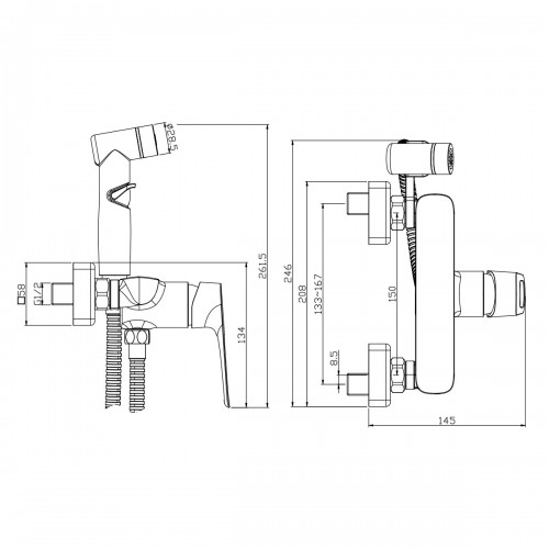 Смеситель одноручный (35мм) с гигиеническим душем, хром ROSSINKA RS46-52