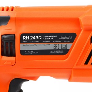 Перфоратор PATRIOT RH 243Q 140301344 (770Вт, 2,6Дж, SDS+, быстросменный QCC, 5500уд/мин, 1350об/мин)