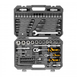 Набор инструментов 1/2", 1/4", CrV, S2, 82 предмета, кейс Denzel 15809