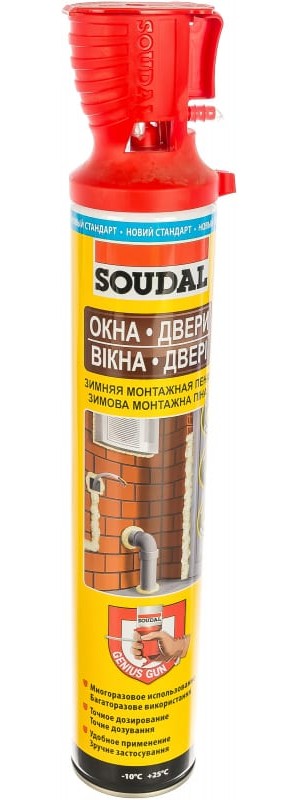 Пена монтажная Бытовая Зимняя окна двери 750мл SOUDAL GENIUS GUN 131581 (38865)