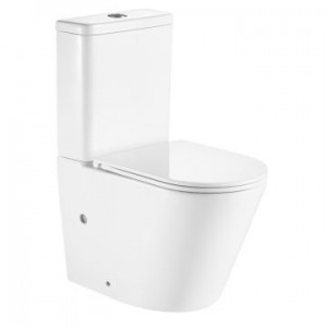 Унитаз-компакт, безободковый, сиденье тонкое ДП, удлин. патрубок, крепления, арматура, гориз. A2807