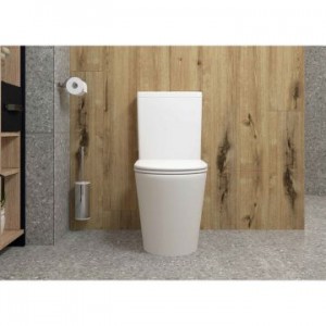 Унитаз-компакт, безободковый, сиденье тонкое ДП, удлин. патрубок, крепления, арматура, гориз. A2807