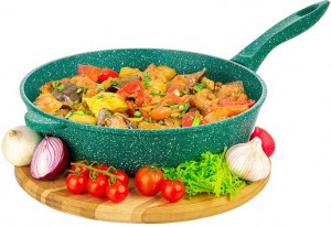 Сковорода глубокая 28 см ГАРМОНИЯ ВКУСА "Изумруд" без крышки 120638