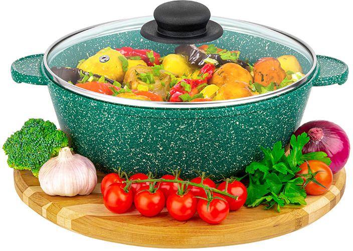 Жаровня (сотейник) 26 см ГАРМОНИЯ ВКУСА "Изумруд" 3,7 л с крышкой 120599