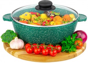 Жаровня (сотейник) 26 см ГАРМОНИЯ ВКУСА "Изумруд" 3,7 л с крышкой 120599